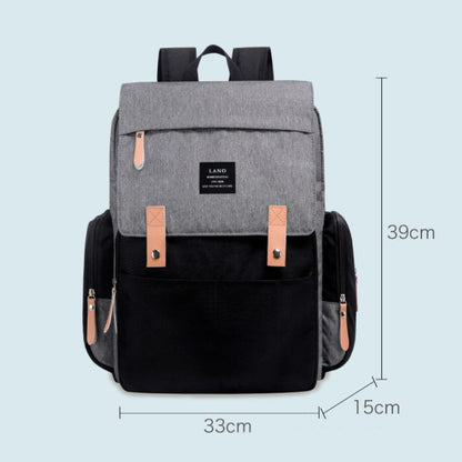 Wickeltasche Rucksack Grau/Schwarz